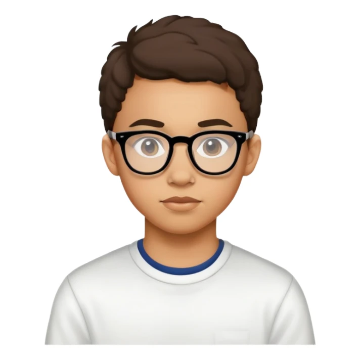 lightskin teen with acne and nerd glasses, medium hair sticker