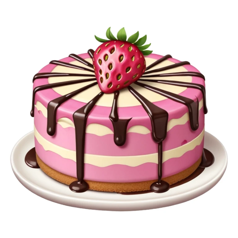 Pink Strawberry Cheesecake With Chocolate Syrup  sticker