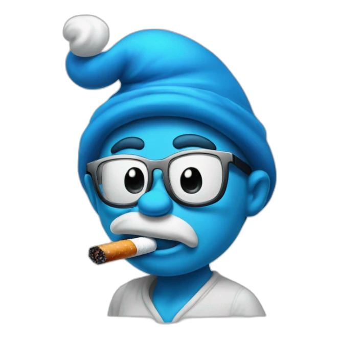 unhealthy looking smurf with ciggy sticker