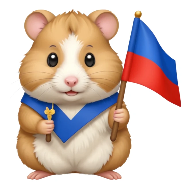 a hamster holding a Russian flag emoji sticker