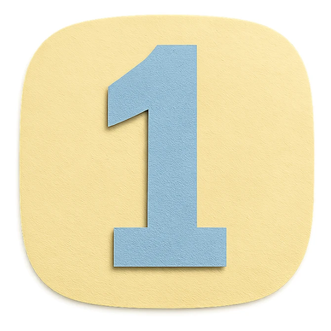 soft pastel simple number icon for bullet journal with a pastel yellow background sticker