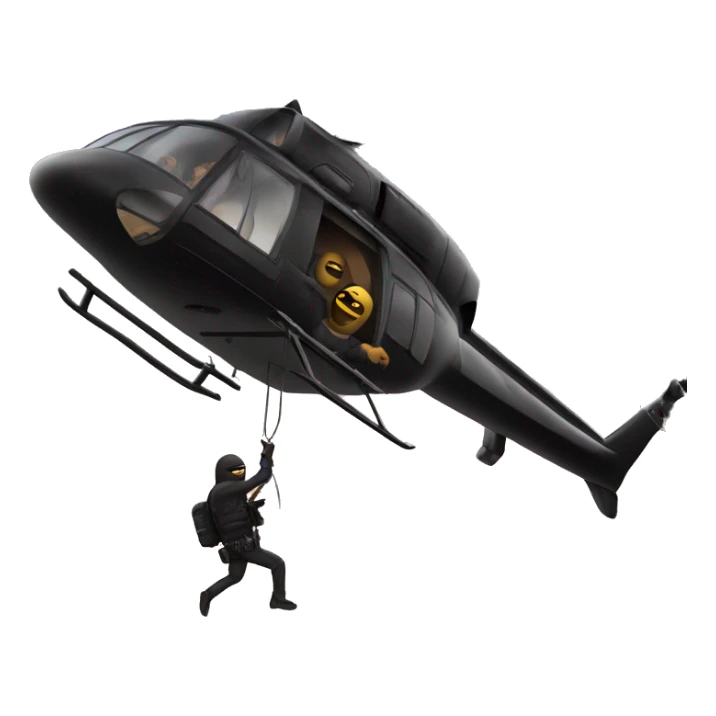 a heist helicopter with robbers rappelling  out of it sticker