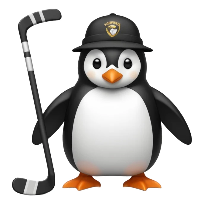 penguin playing hockey wearing Guinness  sticker
