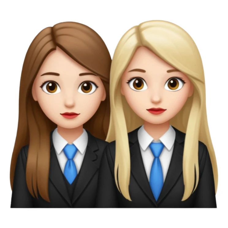 TWO GIRLS DOING PROJECT, PROFESSIONAL AND CUTE , LONG HAIR MAKEUP sticker