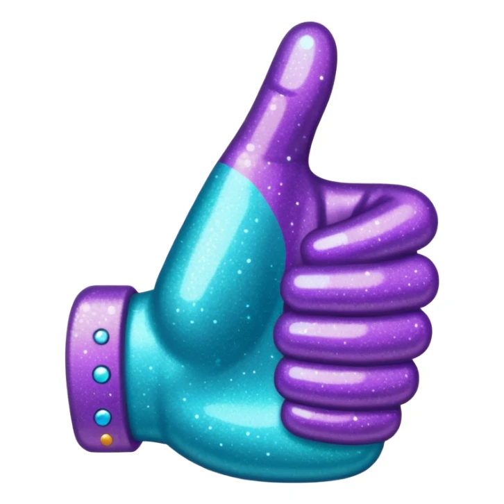 Glitter purple and cian hand thumbs up sticker