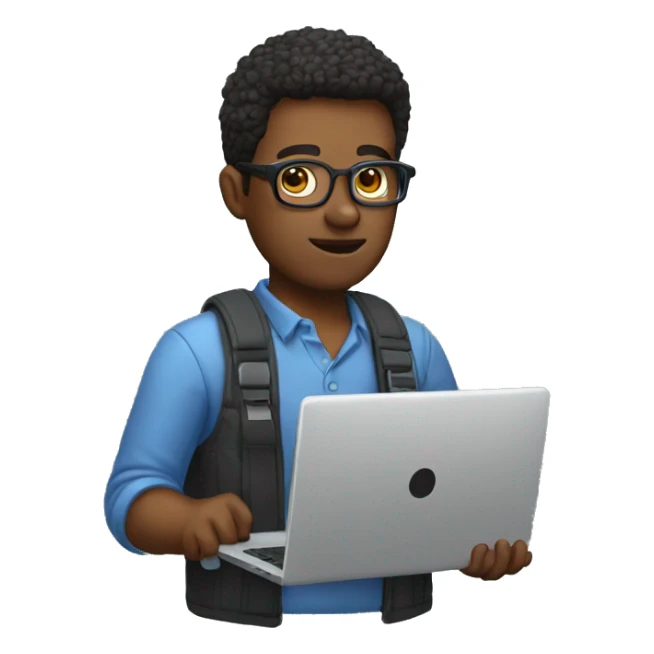 programmer with his laptop in his hands but not use glasses sticker