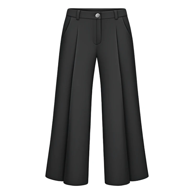 only black wide leg pants, flat product photography, plain garment item isolated on white, no human elements, no limbs, just the pants sticker