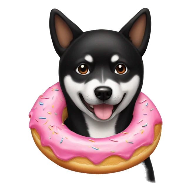 Black shiba inu with donut sticker