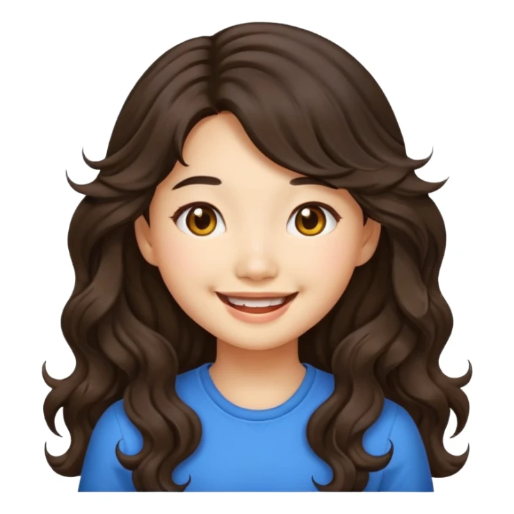 Asian girl with long wavy hair emoji sticker
