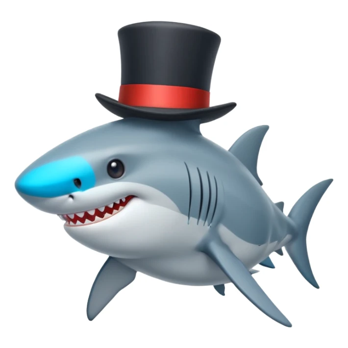 Shark with a top hat sticker