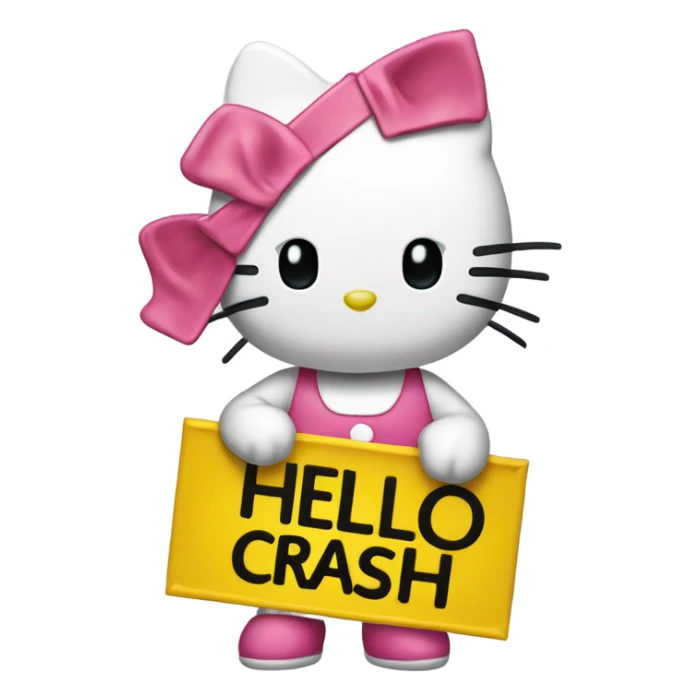 Hello kitty holding a sign that says “don’t crash out” sticker