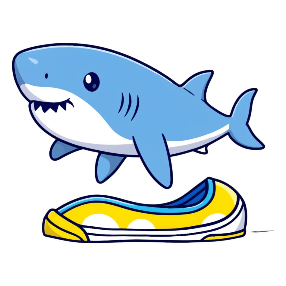 blue shark with blue Nike tennis shoes sticker