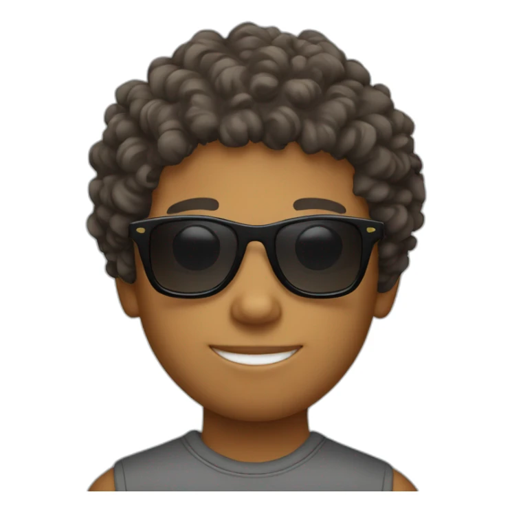 Boy with curly hair and sunglasses sticker