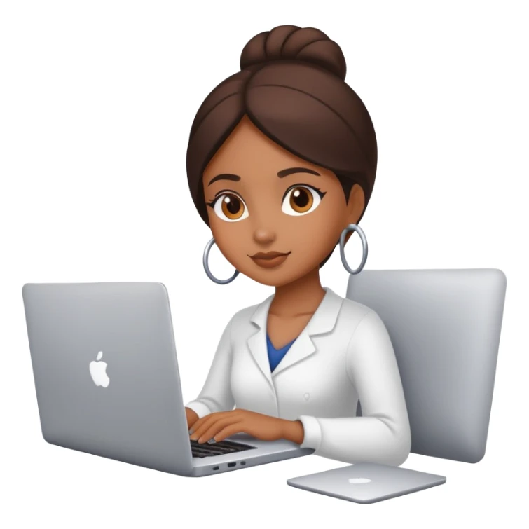 beautiful brown girl working on laptop sticker