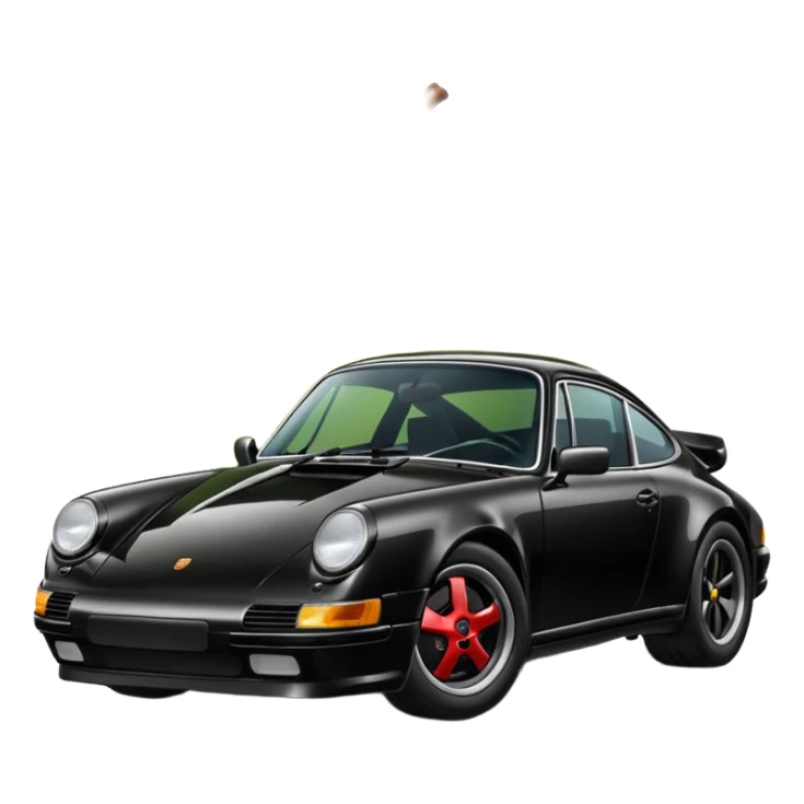 Create a black Porsche 911 in authentic Apple emoji style.

 sticker