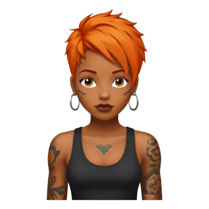 Tattooed black wwoman with orange hair sticker