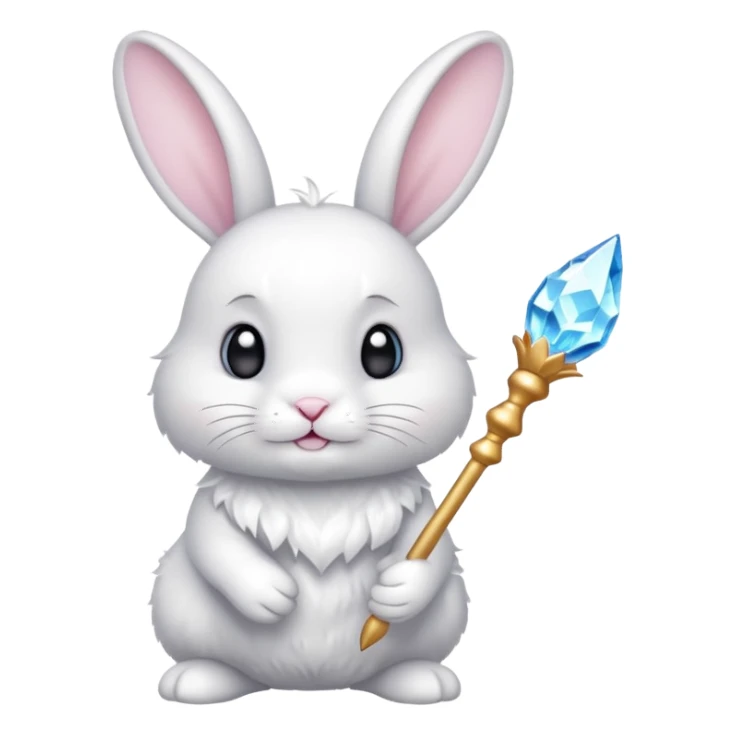 White bunny with wand and cristals sticker
