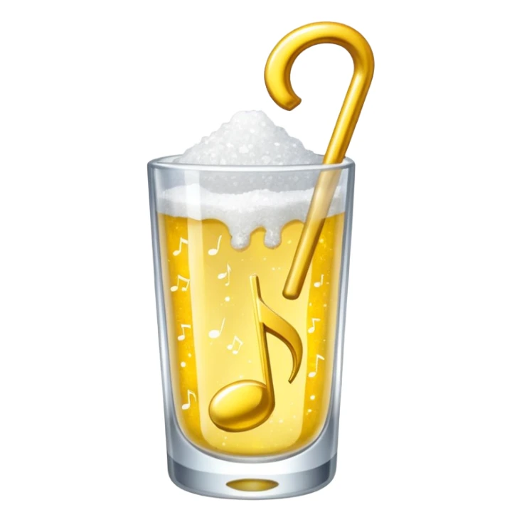 salt in the glass, sparkle icon(yellow), and music note in a row sticker