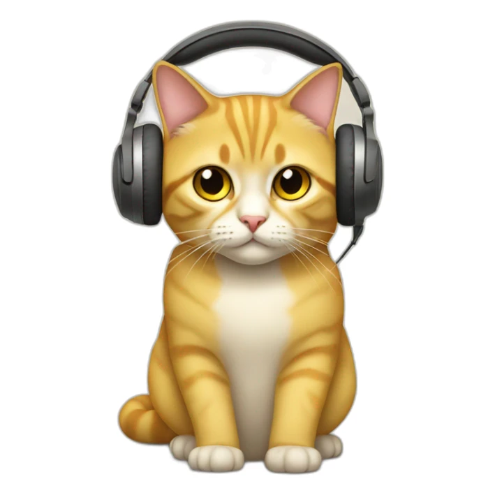 Yellow British broadcaster cat wearing headphones sticker