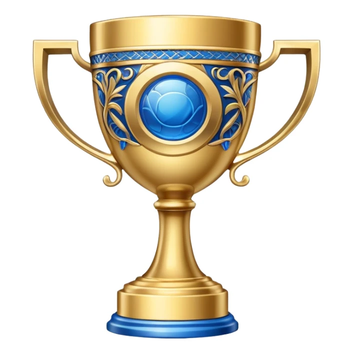 championship trophy cup with blue details sticker