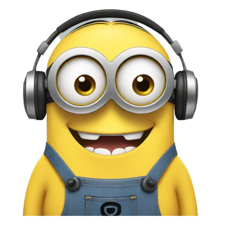 minions with headphones smiling teeth showing sticker