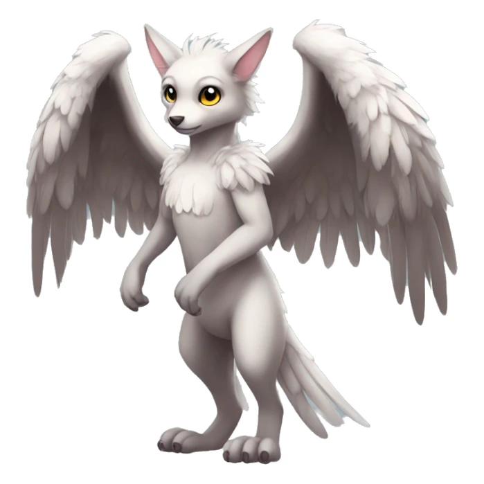 Anthro shy cute winged animal hybrid full body sticker