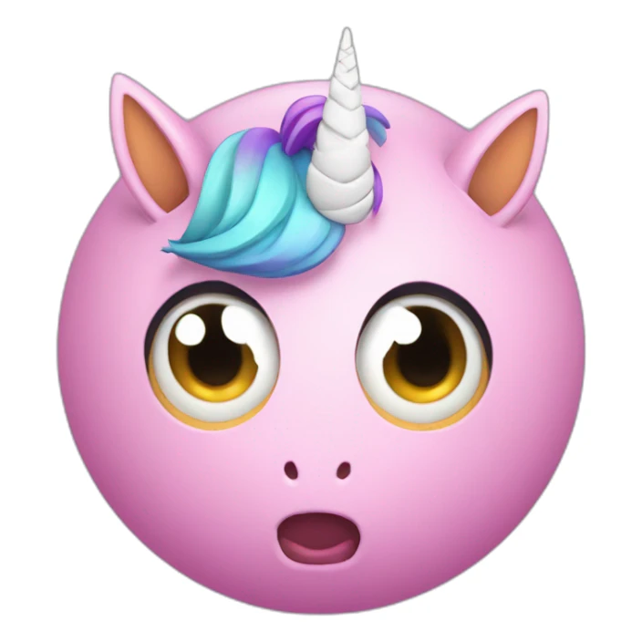 3d sphere with a cartoon unicorn skin texture with big courageous eyes sticker