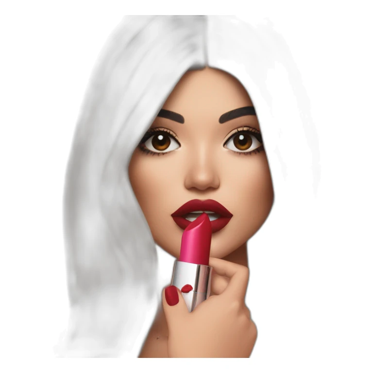Kylie Jenner holding her lipstick lips sticker