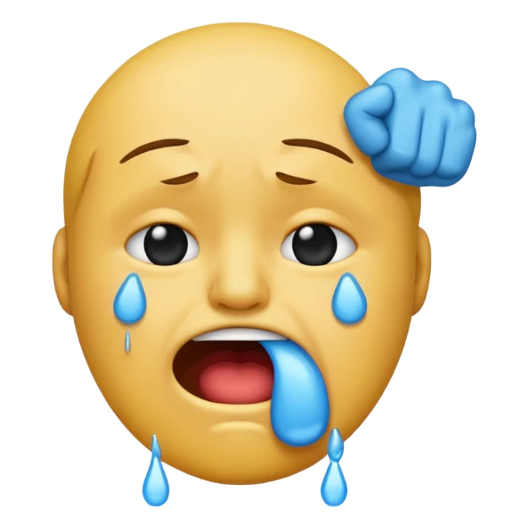 Crying emoji with fist in front of mouth sticker