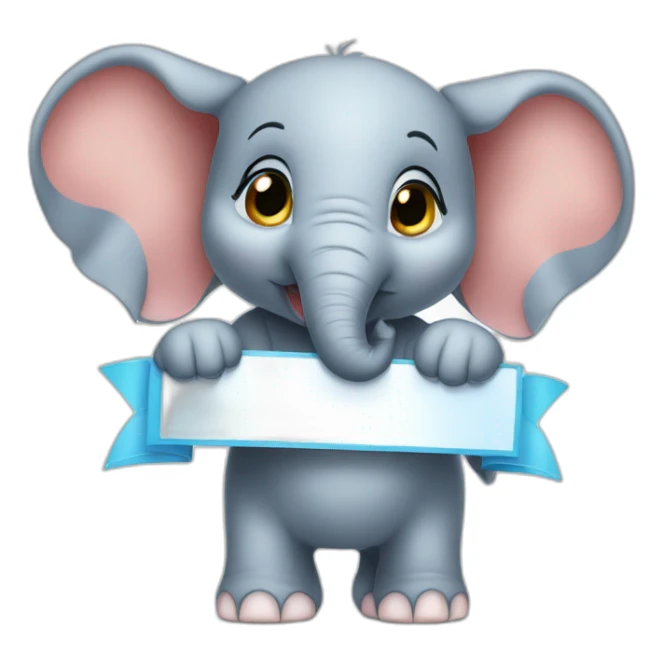 Animated baby elephant holding a sign with the words "#1 Fan" on it sticker