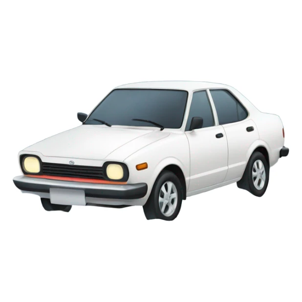 White Toyota Corolla car with snow and a smile sticker