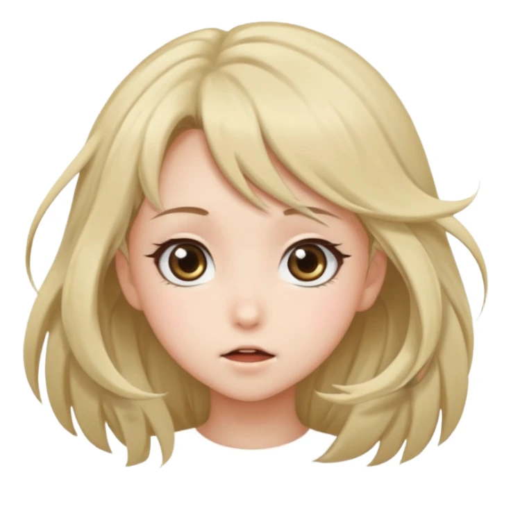 cute anime girl with blowing hair sticker