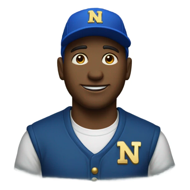 Man wearing blue cap that says ND in gold  sticker