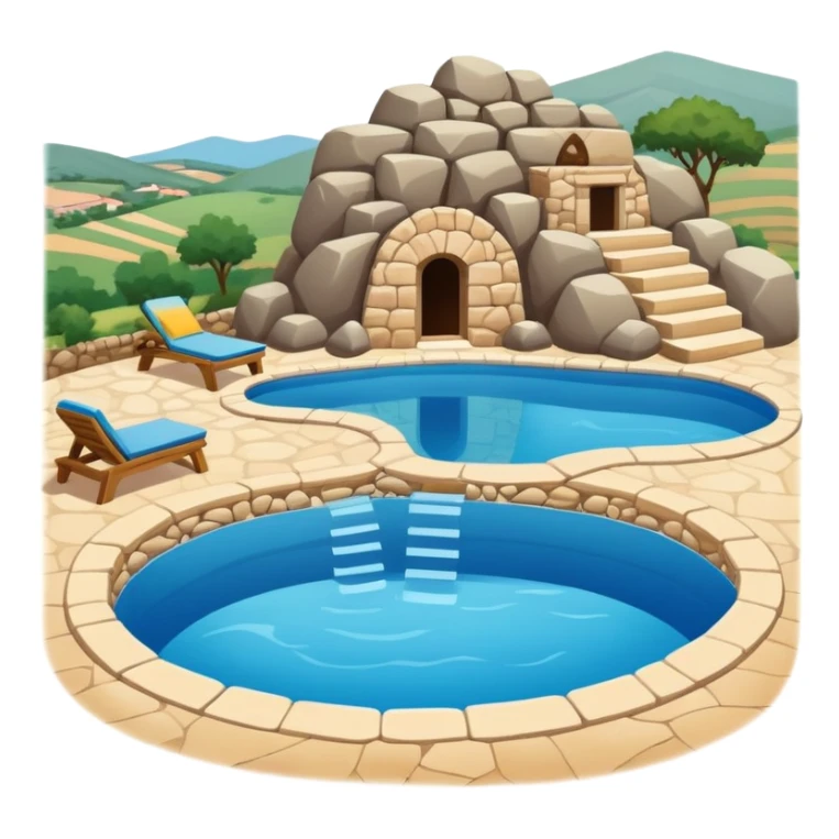 masia catalana tradicional amb una piscineta de pedra sticker