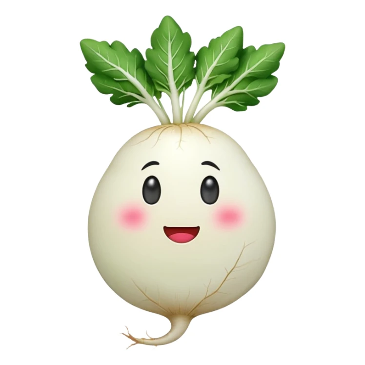Make a long white Korean radish apple emoji style sticker