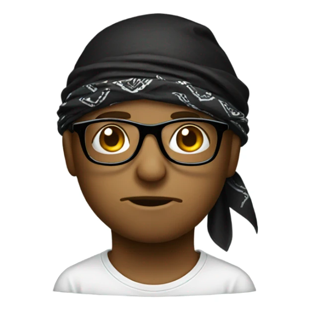 Crying emoji with glasses and black bandana  sticker