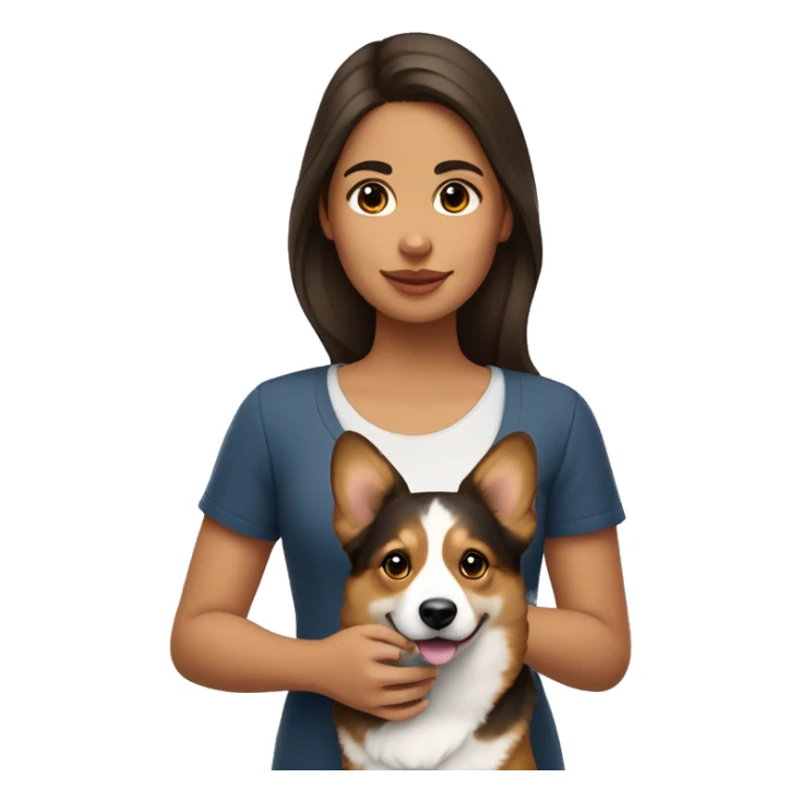 Une fille brune avec un corgi tricolore sticker