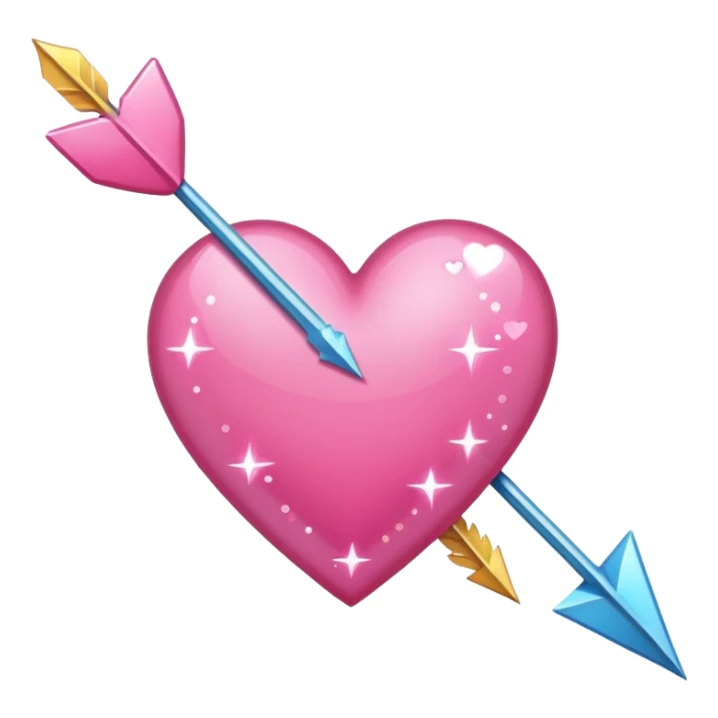 Genera un sticker tipo phone OS, un corazón rosa con una flecha y brillos sticker