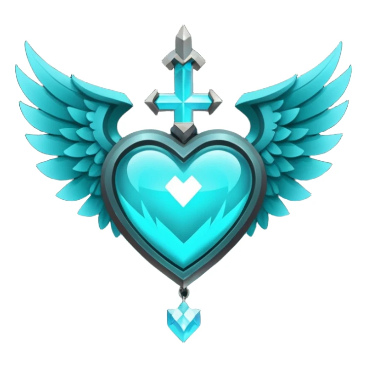 Dark Cyan Winged heart with minecraft warden soul sticker