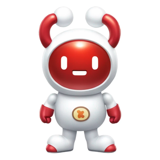 Very shiny full body pill capsule braun Japanese inspired Anpanman with big boots and antennae red and white colors only sticker