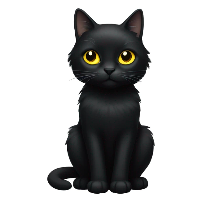 Black cat with yellow eyes with black and white long hair cat sticker