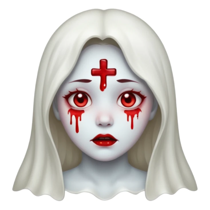 ghost girl face with blood tears sticker
