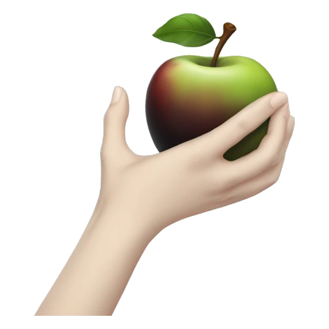 skinny and pale Hand holding a black apple sticker