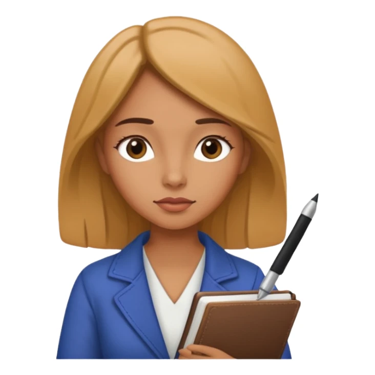woman with a journal and pen, thoughtful expression sticker