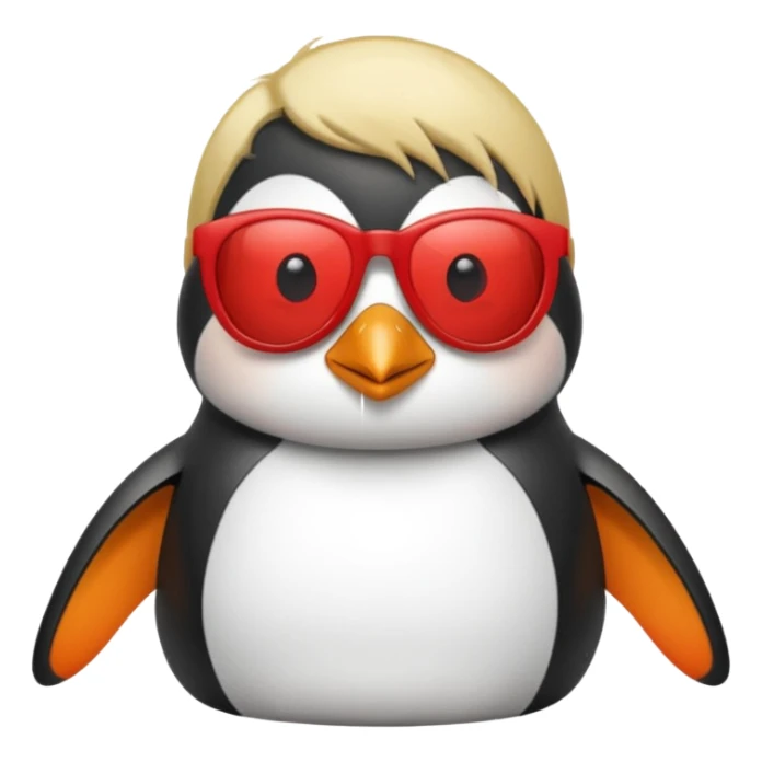 Pingüino con cabello  rubio estilo cool con gafas de sol color rojo sticker