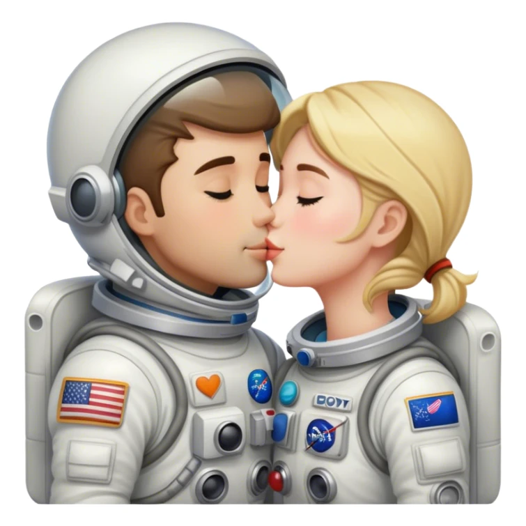 Astronaut couple kissing together  sticker