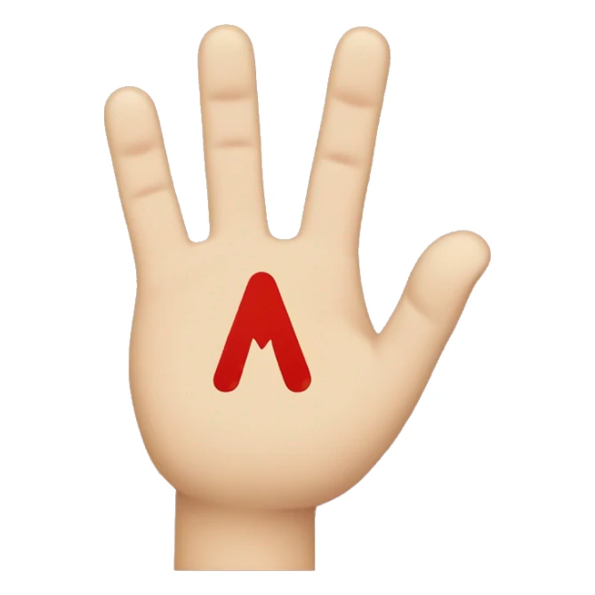 An open hand with the middle and angular fingers crossed, giving the shape of the letter M. sticker