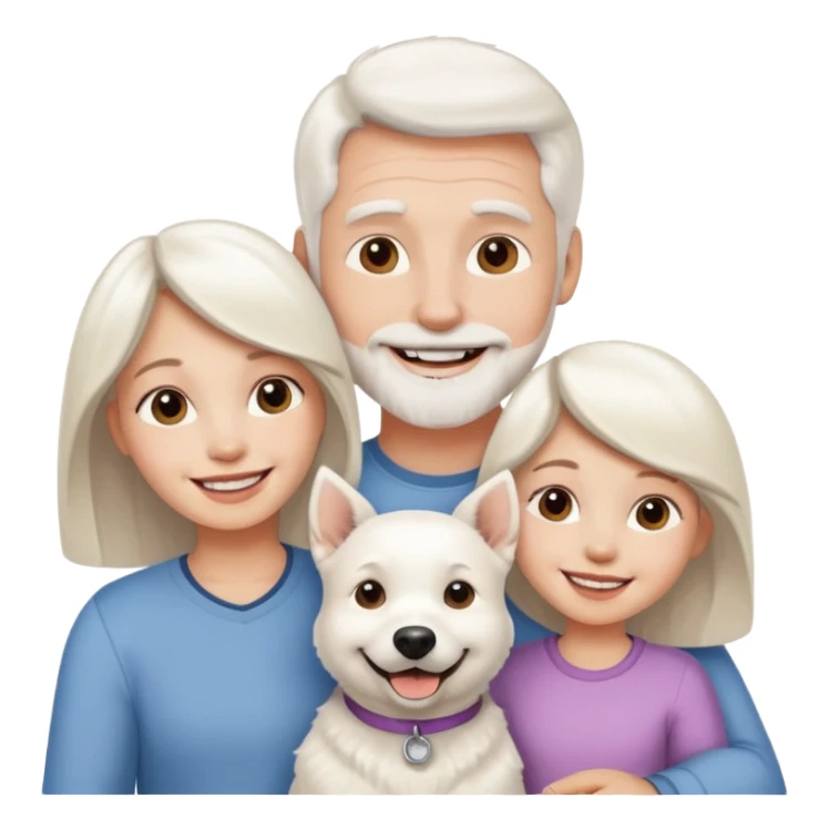 parents, daughter and a white dog sticker