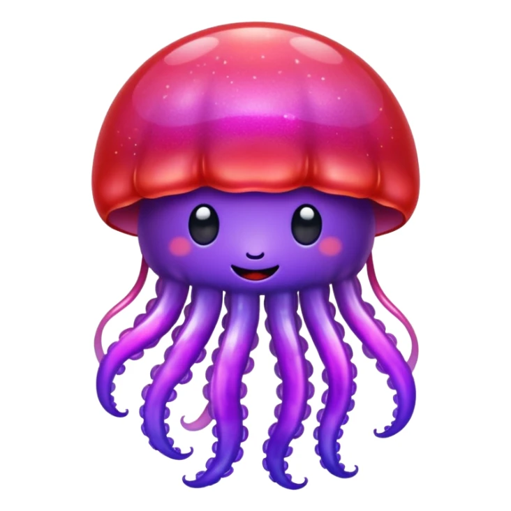 color gradient between red and purple glitter cute happy jellyfish sticker