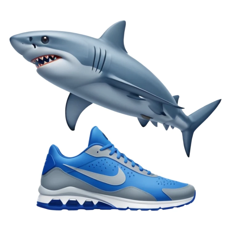 Give me a shark make the shark have blu Nike shoes on sticker